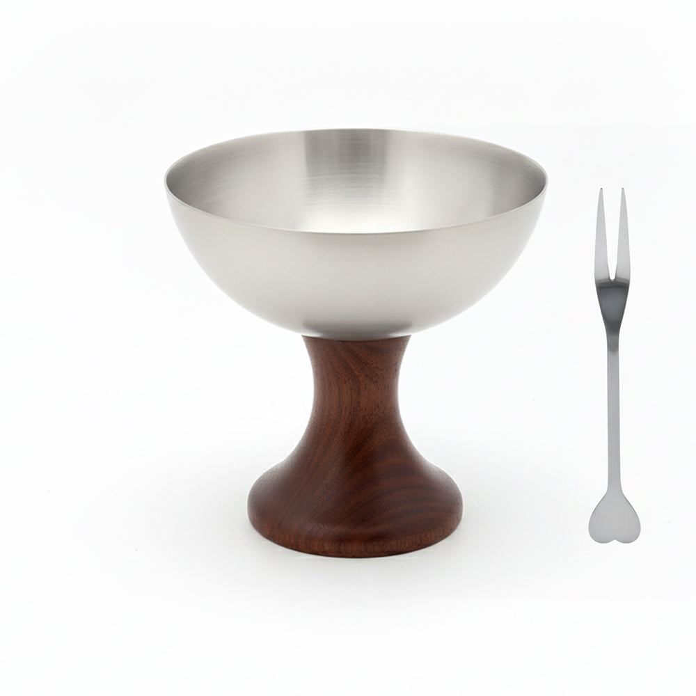 1-Pcs Stainless Steel Bowl with Fork for Ice Cream & Dessert