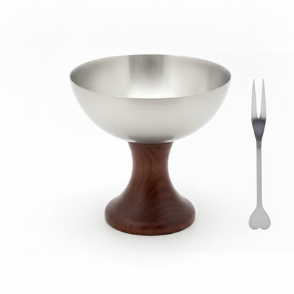 1-Pcs Stainless Steel Bowl with Fork for Ice Cream & Dessert