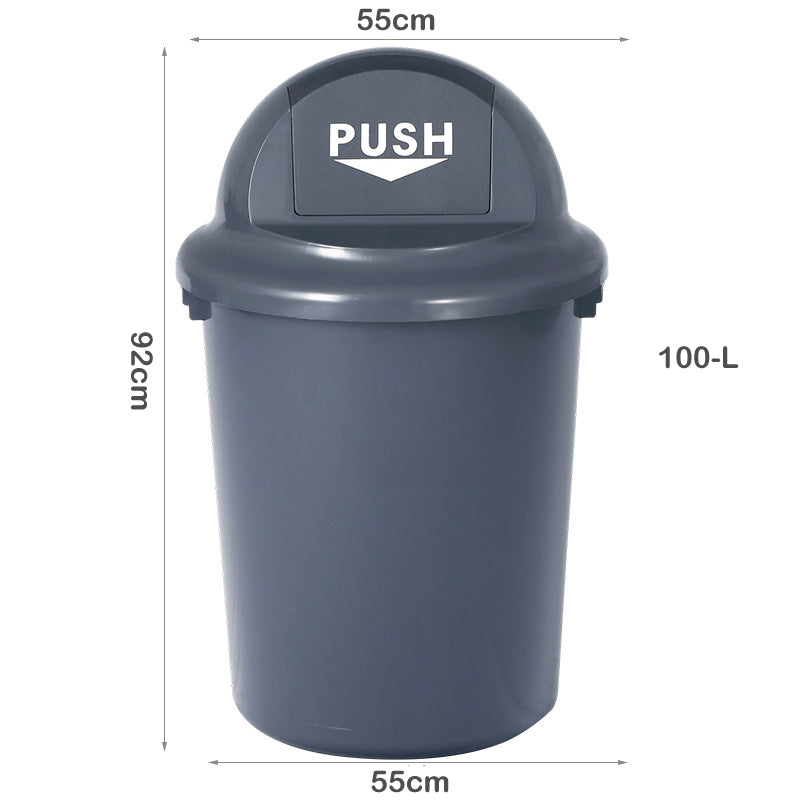 60/100-Liter Kitchen Trash Can with Push Lid, Plastic Tall Swing Top Garbage Can