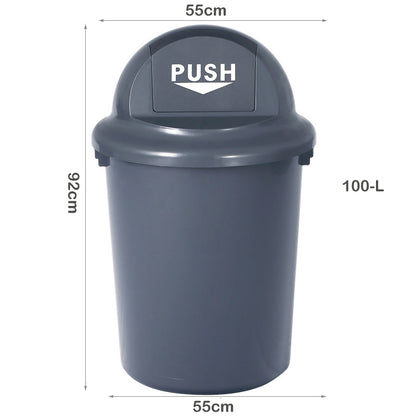 60/100-Liter Kitchen Trash Can with Push Lid, Plastic Tall Swing Top Garbage Can