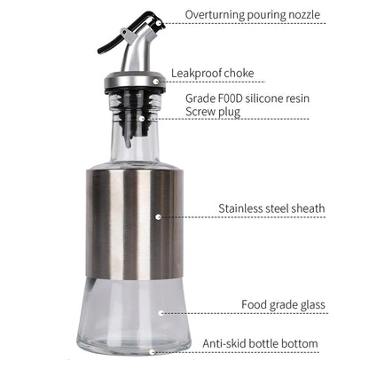 Danny Home Cruet Glass Stainless Steel Cover Oil And Vinegar Dispenser – 250ml