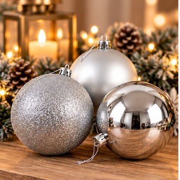 Noël Silver Oversized Christmas Baubles – Set of 3