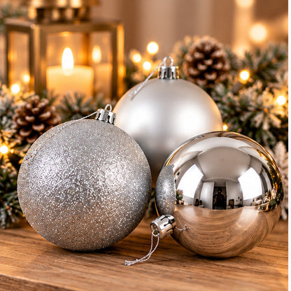 Noël Silver Oversized Christmas Baubles – Set of 3