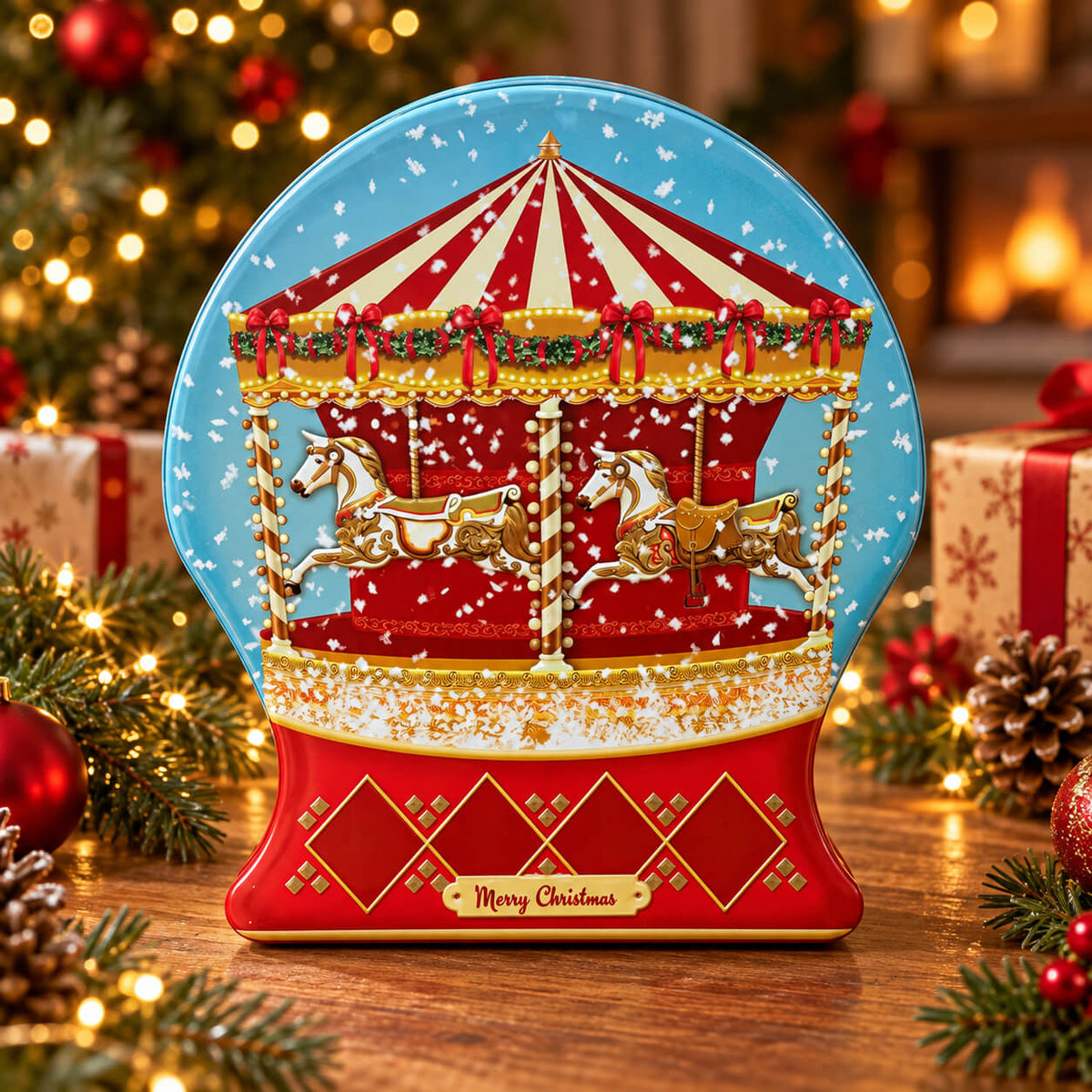 Cucina & Tavola Christmas Carousel Storage Tin