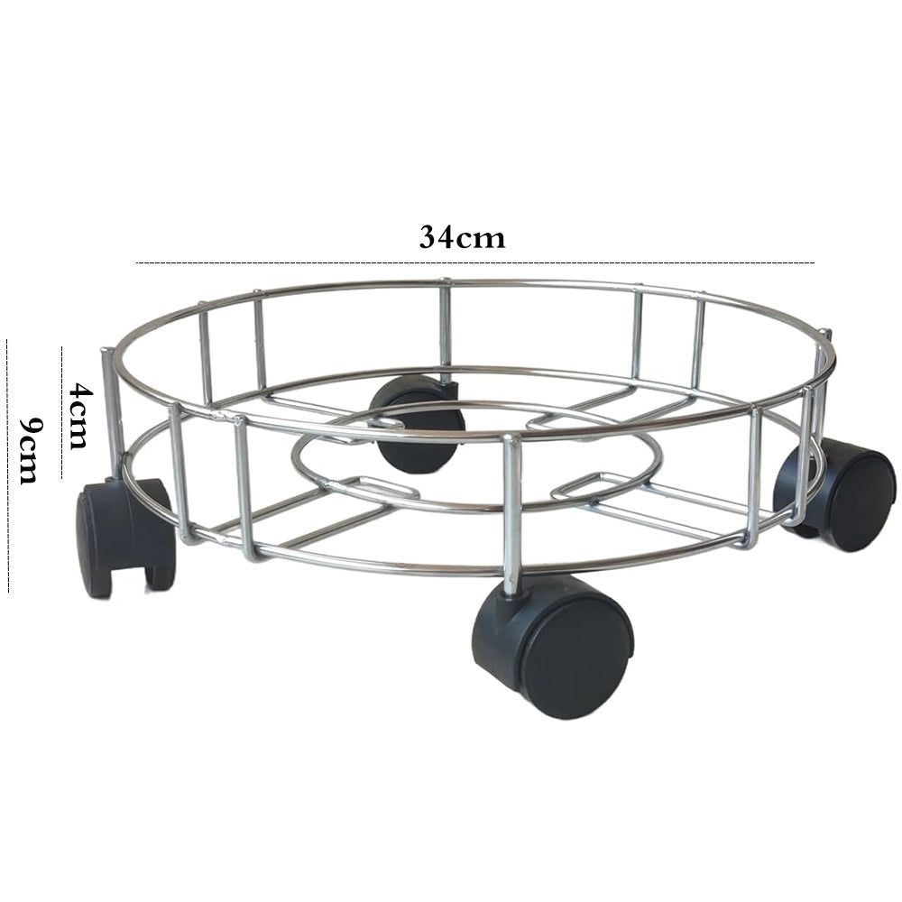 Stainless Steel Gas Cylinder Trolley with 4-Wheels 34x4cm