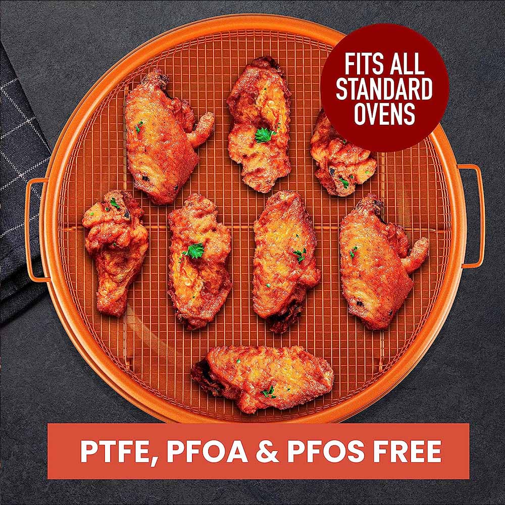 2 Piece Set Round Copper Air Fry Crisper Tray