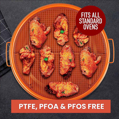 2 Piece Set Round Copper Air Fry Crisper Tray