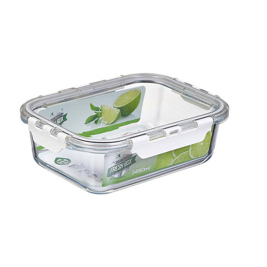 1480ml Borosilicate Rectangle Glass Food Storage Container With Microwave, Freezer & Dishwasher Safe NFH-77841