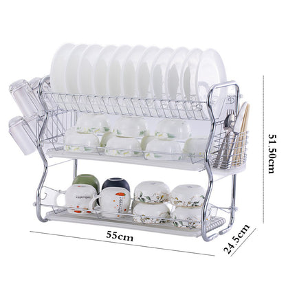Binca 3-Tier Dish Drainer Rack – Silver – 55cm