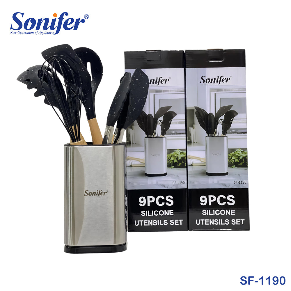Sonifer SF-1190, 9-Piece Silicone Utensils Set with Holder