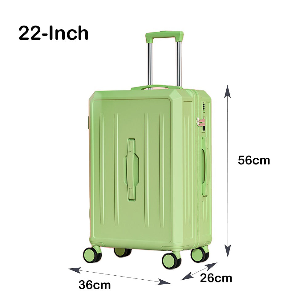Carry-On Suitcase with USB Charging & Cup Holder (Green)