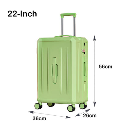 Carry-On Suitcase with USB Charging & Cup Holder (Green)