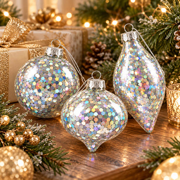 Holographic Glitter Christmas Ornaments