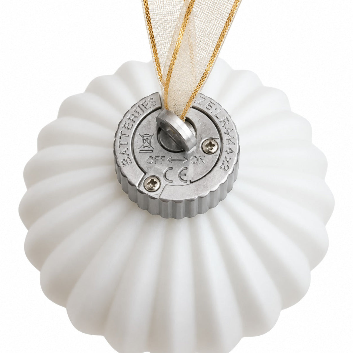 Lavender Boudoire LED Christmas - White Ceramic Ribbed Ornaments