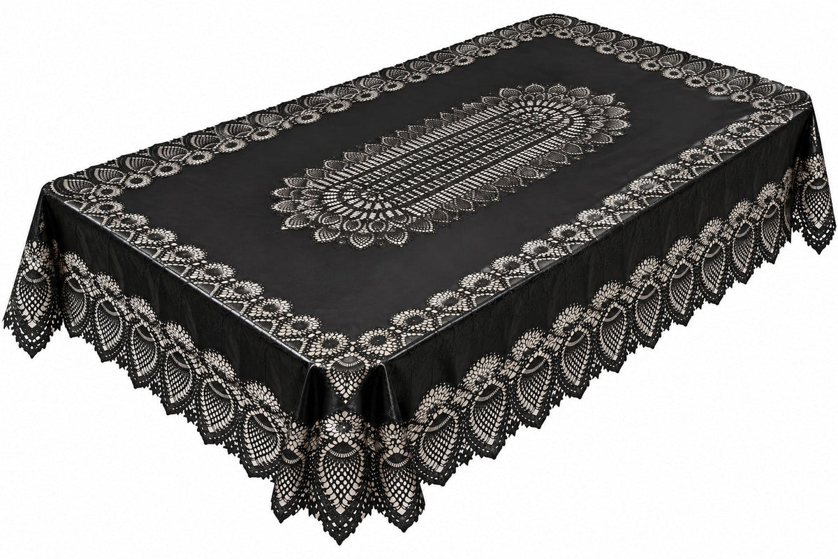 Noël Black Lace Tablecloth – 152 × 264 cm