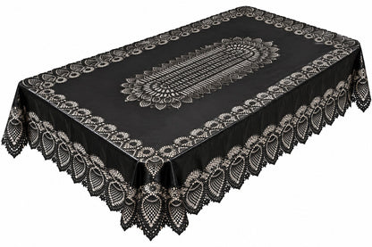 Noël Black Lace Tablecloth – 152 × 264 cm