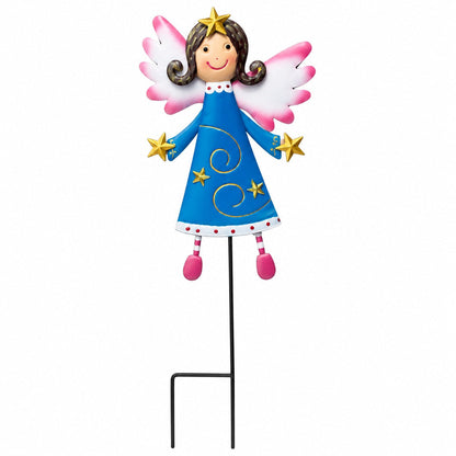 Christmas Angel Metal Garden Stake – Blue & Pink
