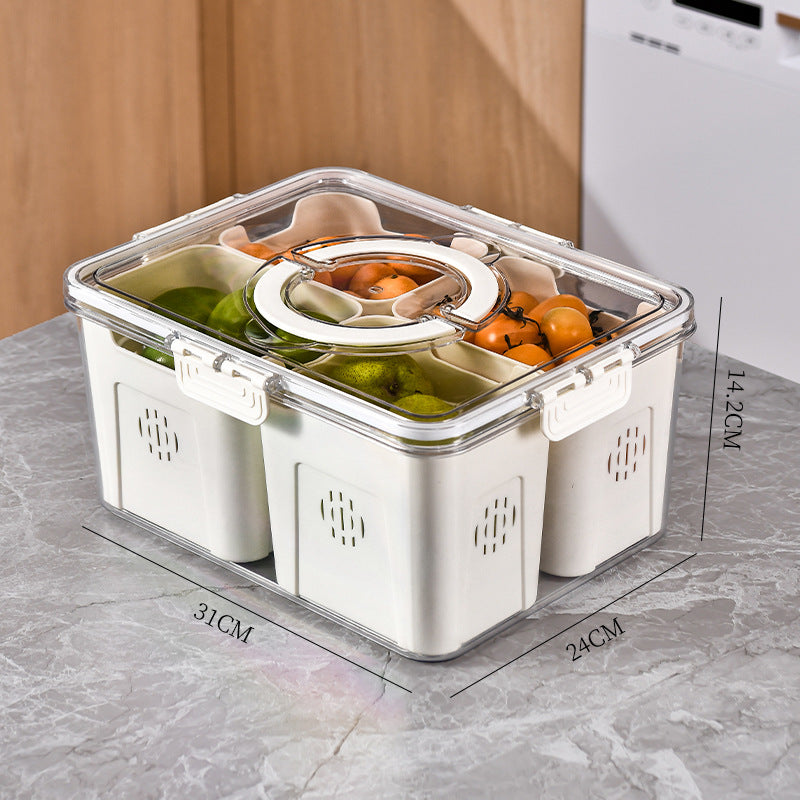 Food Storage Containers Box With Clear Lid and 4 Removable Drain Tray