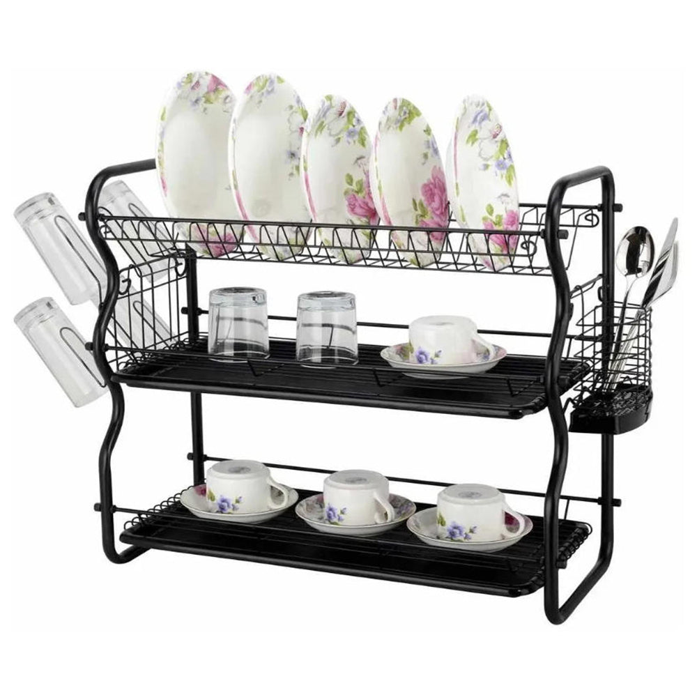 Binca 3-Tier Dish Drainer Rack – Black – 55cm