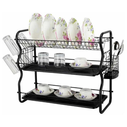 Binca 3-Tier Dish Drainer Rack – Black – 55cm