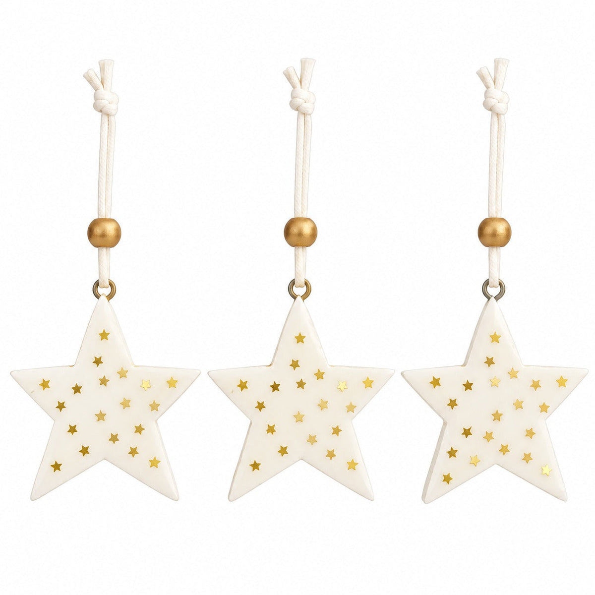 Festive Constellation Wooden Hanging Star Ornaments – Set of 3