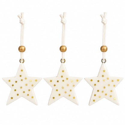 Festive Constellation Wooden Hanging Star Ornaments – Set of 3