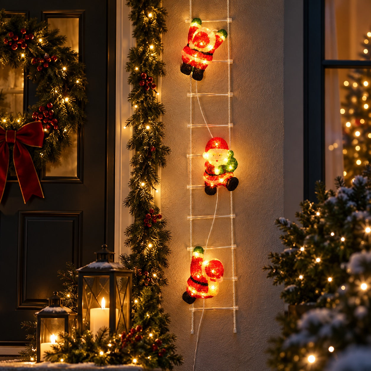 Noël Outdoor LED Santa Ladder Christmas Decoration – 157 cm
