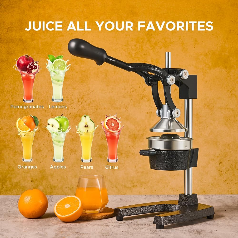 Stainless Steel Hand Press Juicer, Cast Iron Professional Citrus Juicer, Heavy Duty Manual Orange Juicer YC-058