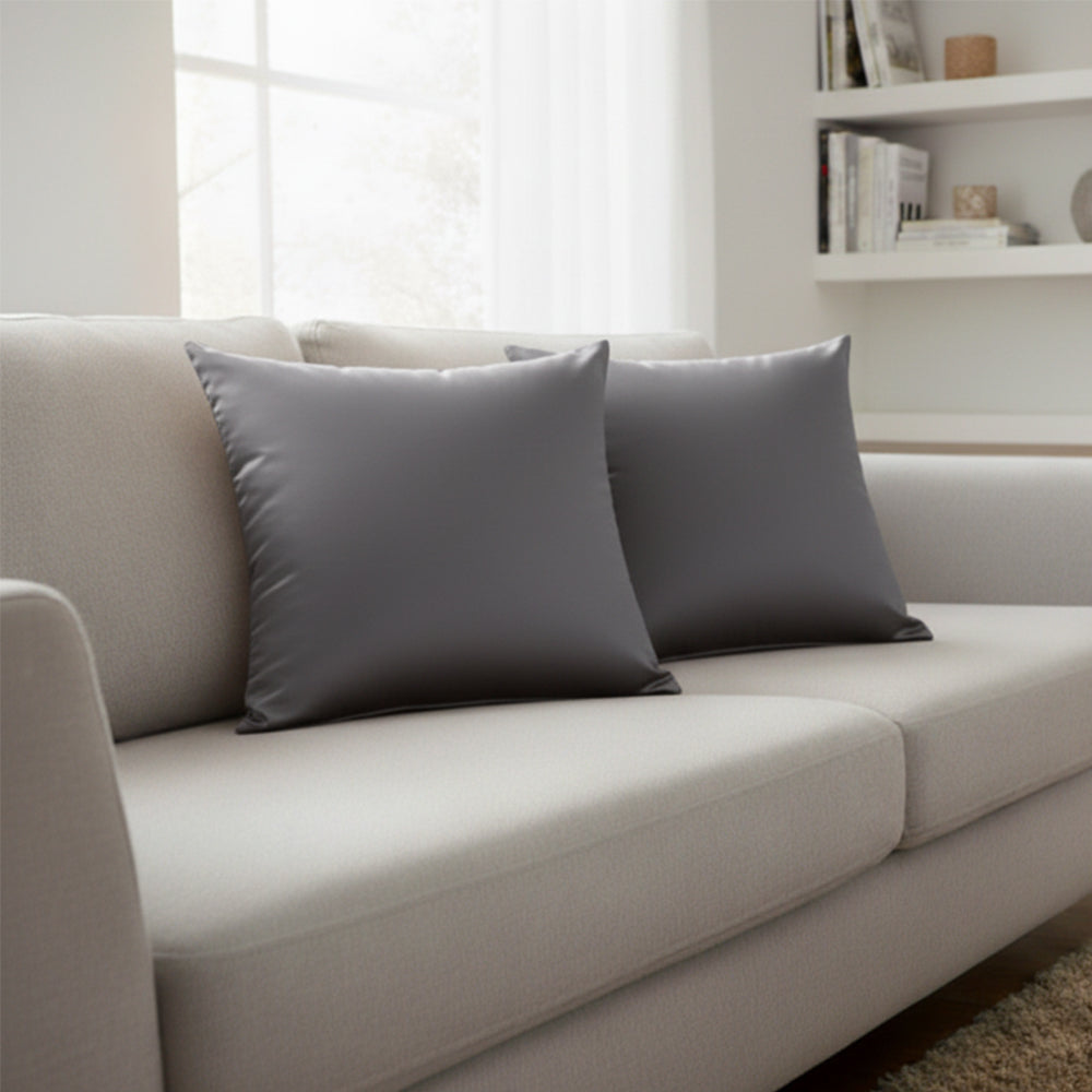 Danny Home Silk Fabric Cushion – Dark Grey  50x50cm