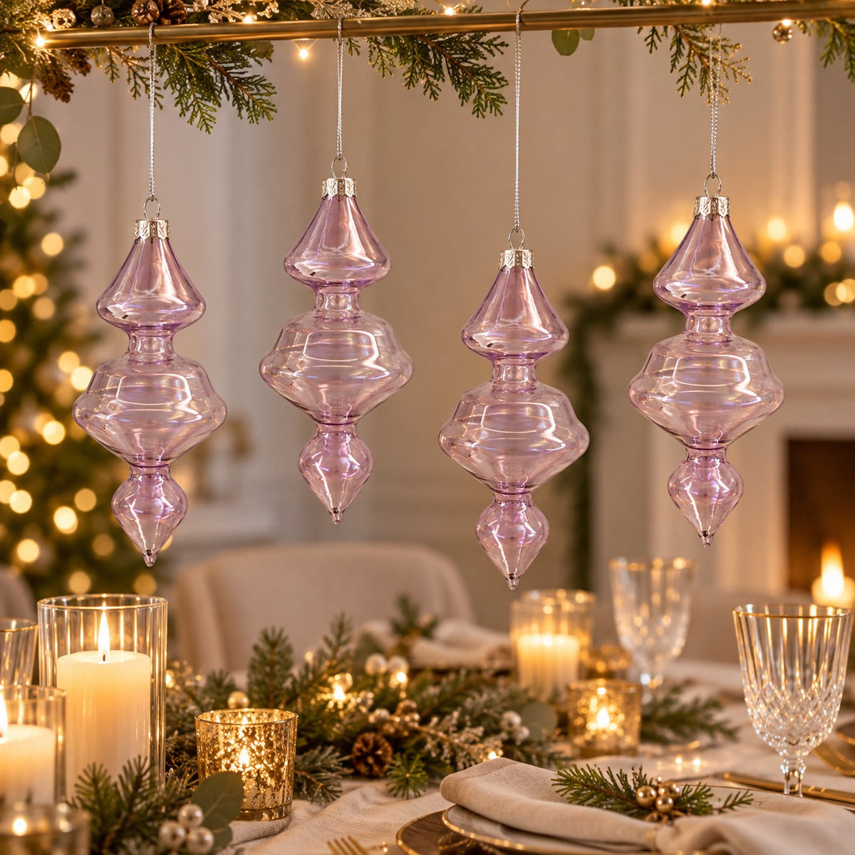 Lavender Boudoire Glass Finial Christmas Ornament – Approx. 15 cm