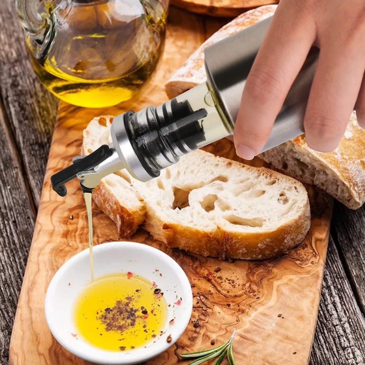 Danny Home Cruet Glass Stainless Steel Cover Oil And Vinegar Dispenser – 250ml