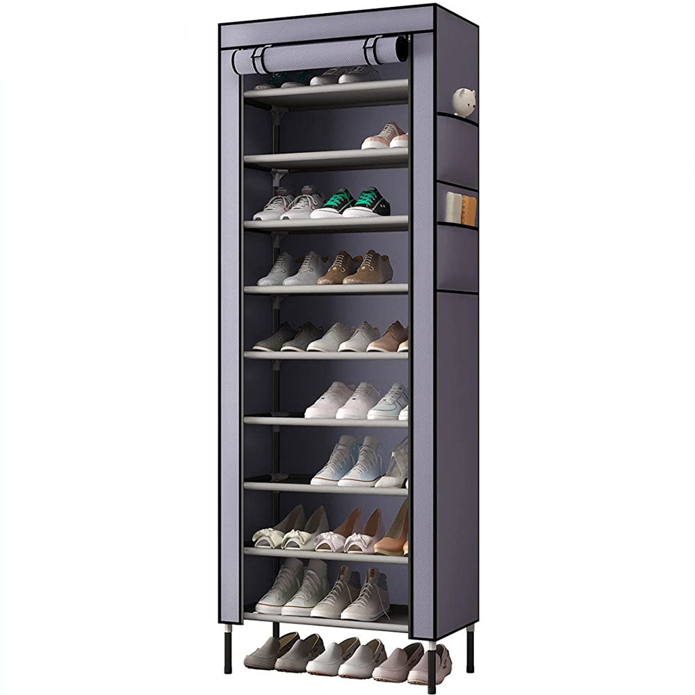 10-Tier Extra Thicken Poles Shoe Rack Stand With Cover #8858-10