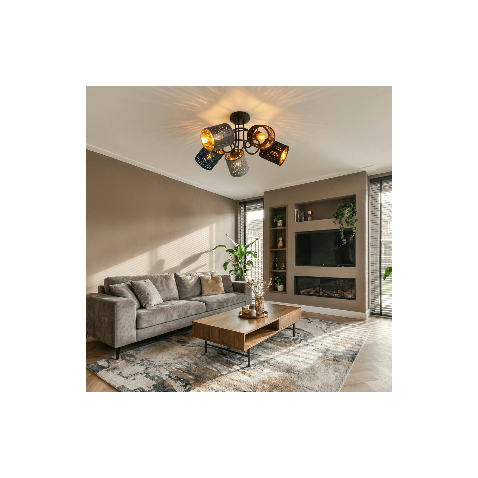 Globo Ticon Black Ceiling Light – 5 Light Sources
