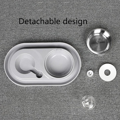 Double Pet Bowls with Automatic Water Dispenser
