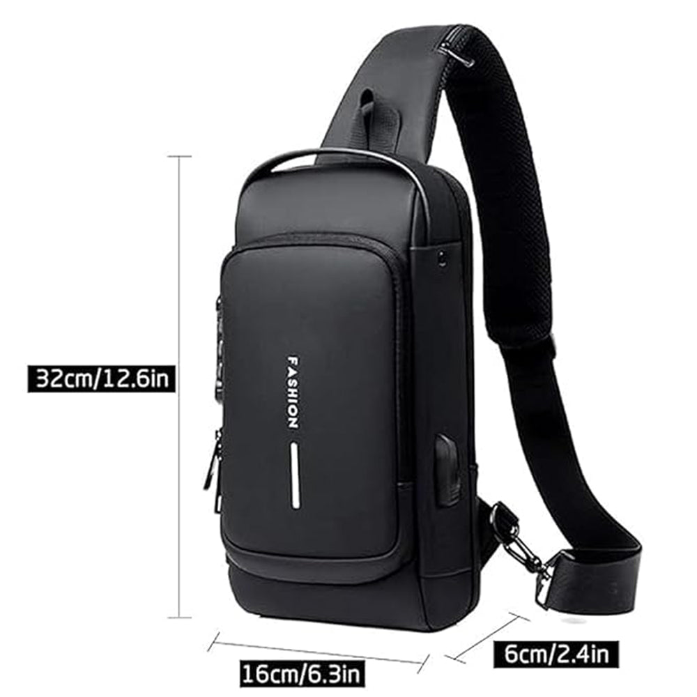 Waterproof Crossbody Bag with USB Charging Port & Lock