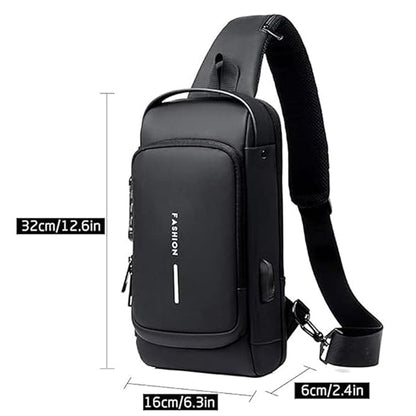Waterproof Crossbody Bag with USB Charging Port & Lock