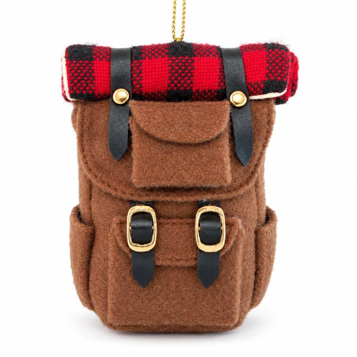 Migros Noël Felt Backpack Christmas Ornament with Plaid Roll