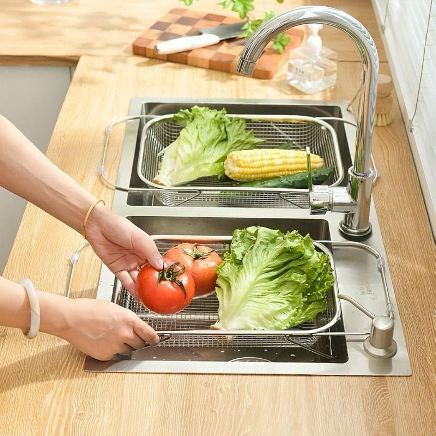 Stainless Steel Over The Sink Strainer Basket