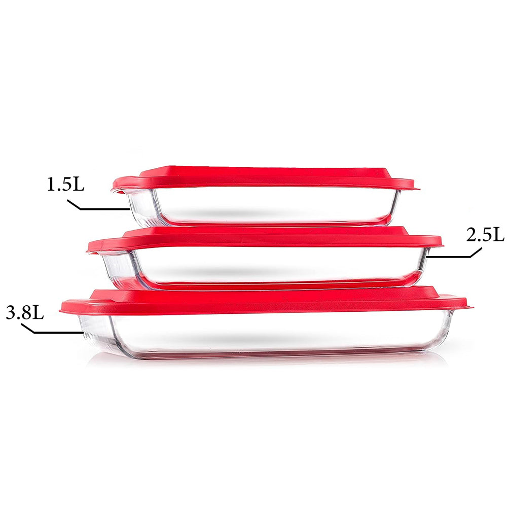 FENIX Set of 3PCS Tempered Nesting Glass Bakeware Set