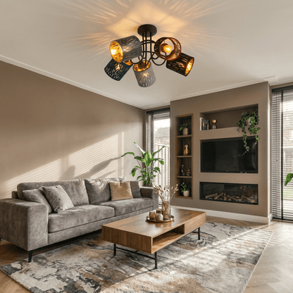 Globo Ticon Black Ceiling Light – 5 Light Sources