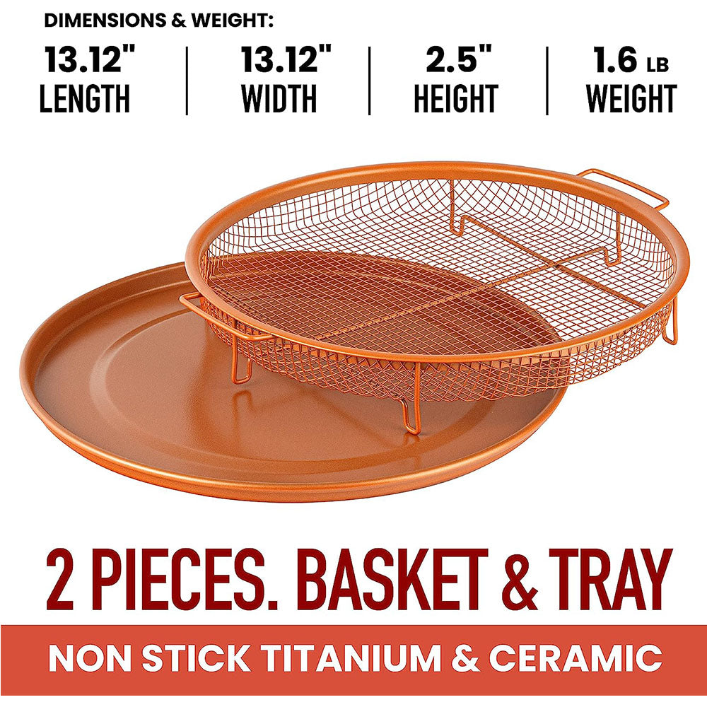 2 Piece Set Round Copper Air Fry Crisper Tray