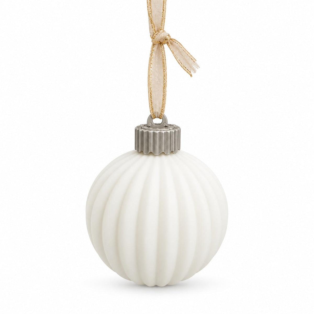 Lavender Boudoire LED Christmas - White Ceramic Ribbed Ornaments