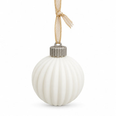 Lavender Boudoire LED Christmas - White Ceramic Ribbed Ornaments