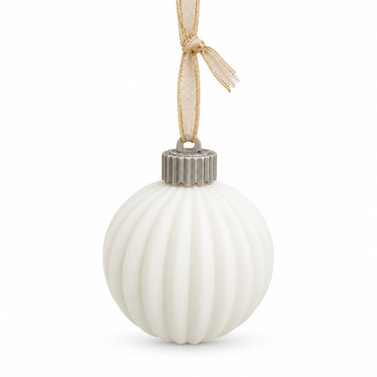 Lavender Boudoire LED Christmas - White Ceramic Ribbed Ornaments