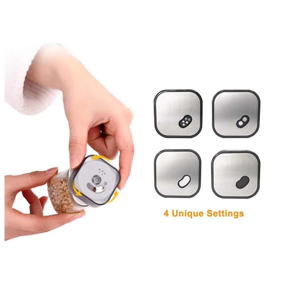 6-JARS Square 100ML Stainless Steel Rotating Seasoning Spice Jar Set