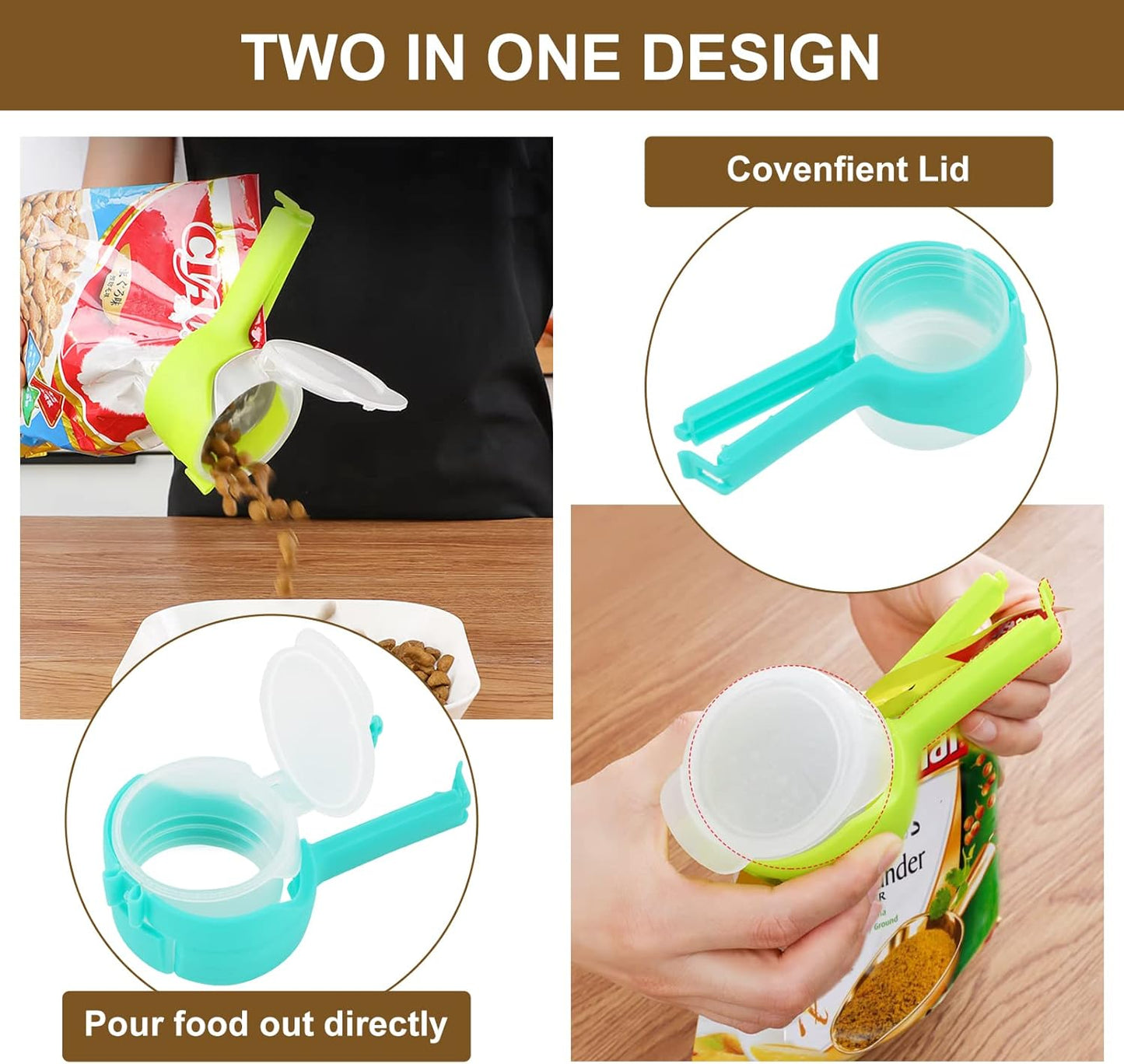 4-Pieces Bag Clips for Food Storage Sealing Clips with Pour Spouts