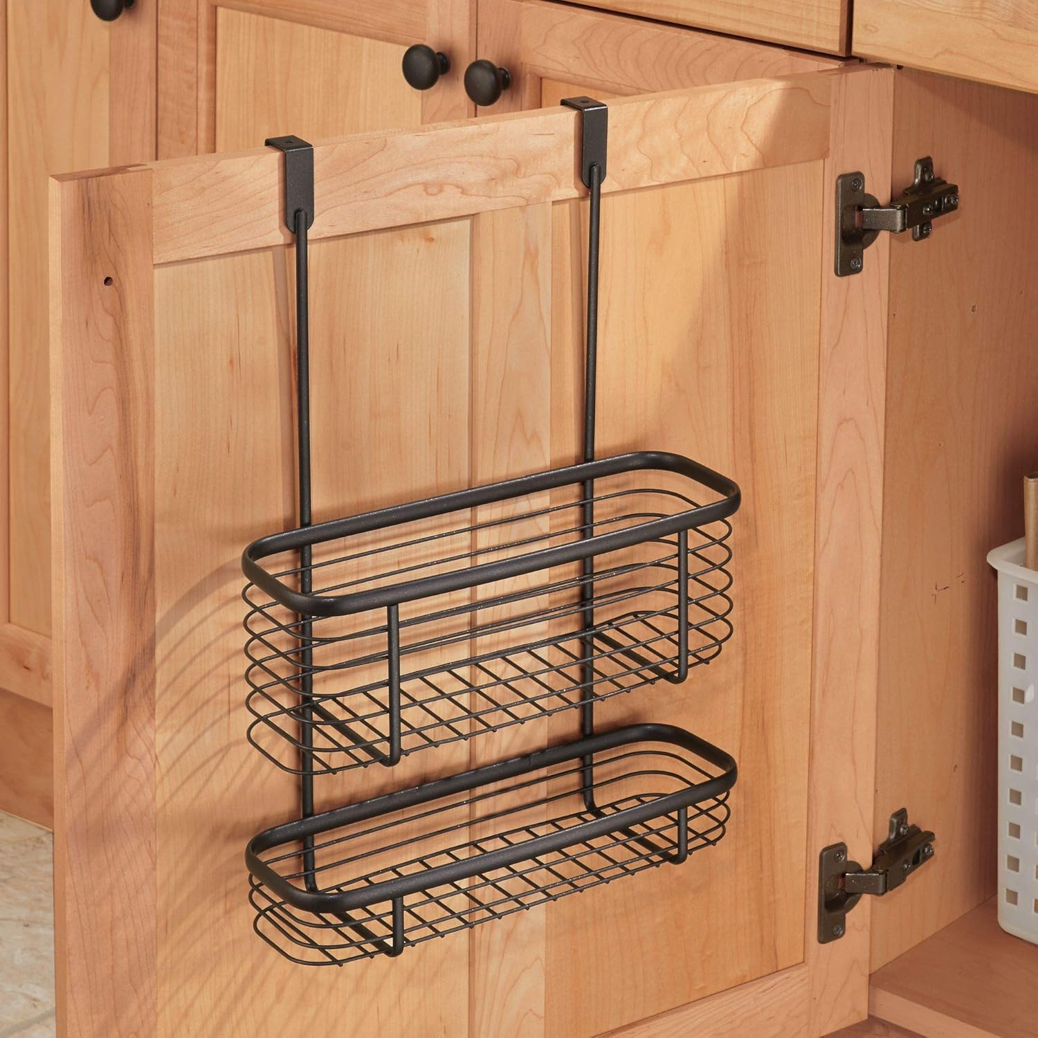 Binca 2-Tier Over Door Kitchen Storage Organizer Basket – Black
