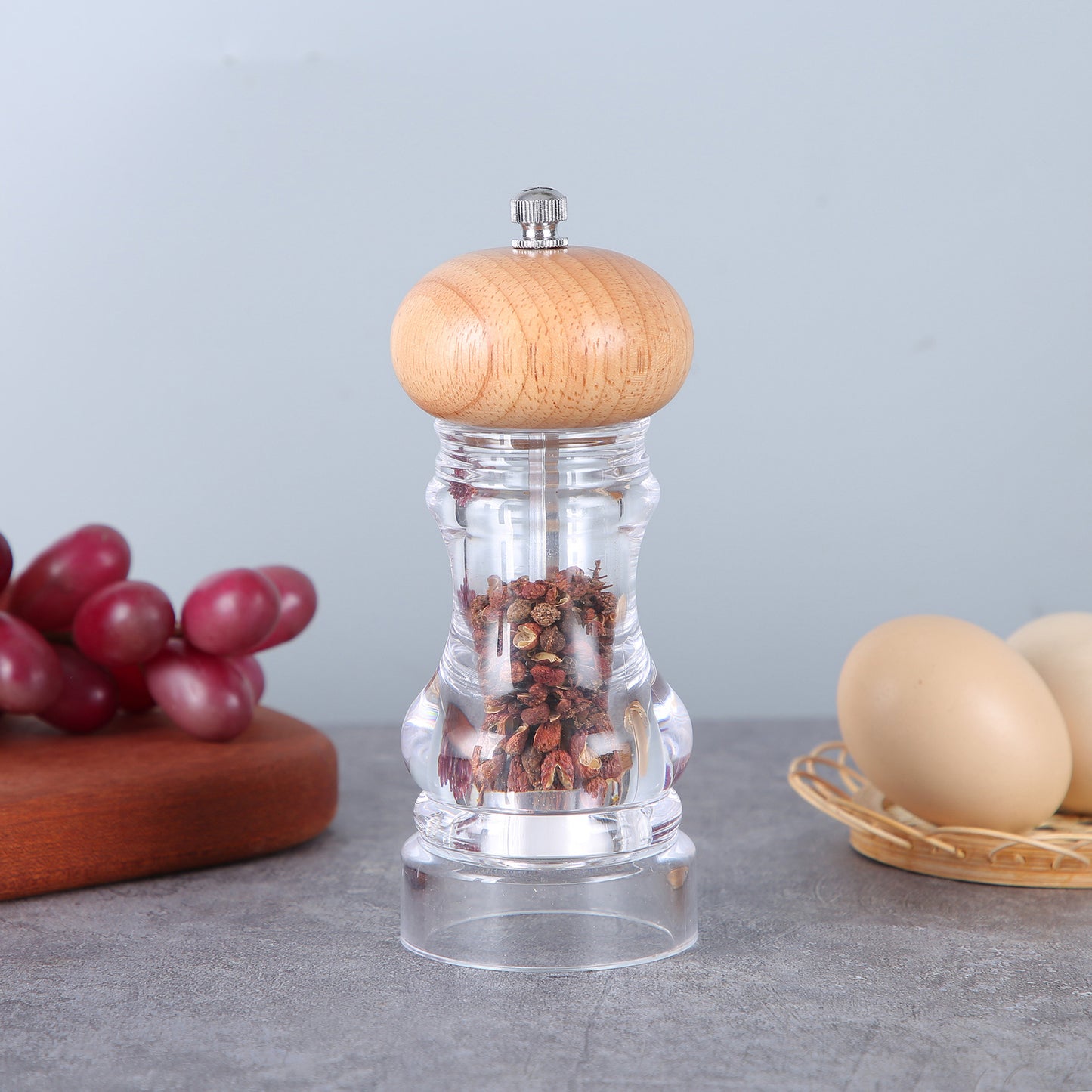 Acrylic Salt and Pepper Grinder Mill Wood Lid