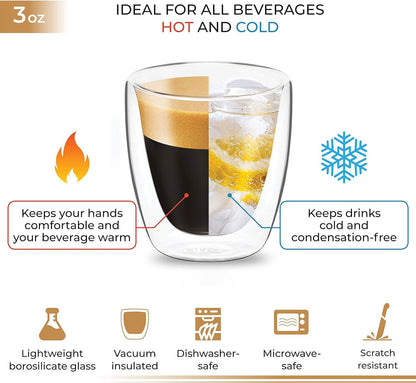 80ml 2-Pcs Danny Home Double Walled Espresso Glasses Set