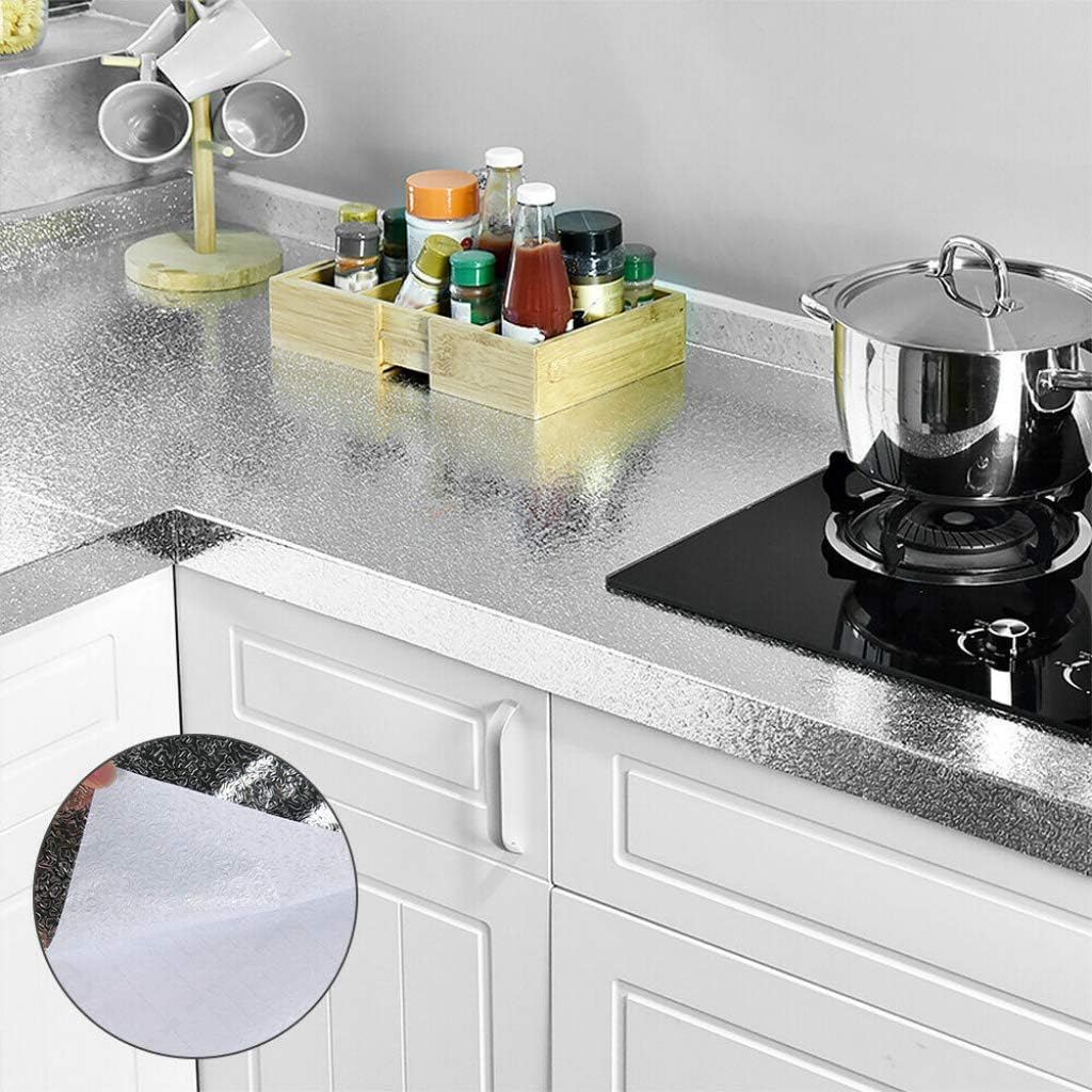 Waterproof Peel and Stick Oil-Proof Self Adhesive Aluminum Foil 60x200cm